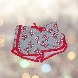 Disney Minnie Mouse Polka Dot Bow Shorts Girls Medium 7/8 Gray